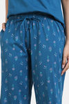 Zivame Scribbled Meadows Knit Cotton Capri Set - Lyons Blue — thumbnail 6